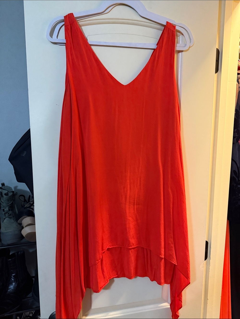 Gianni Bini Bright Red Asymmetrical V-Neck Dress